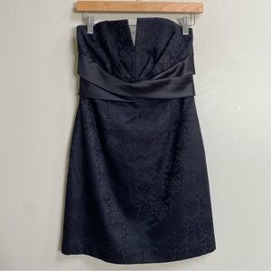 White House Black Market Black Jacquard Strapless Sheath Cocktail Dress Size 4